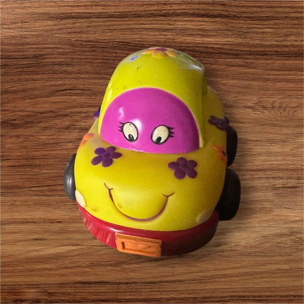 Just B You Flower Pull-Back Friction Car Vehicle Toy Rattle Bell for Baby 5"